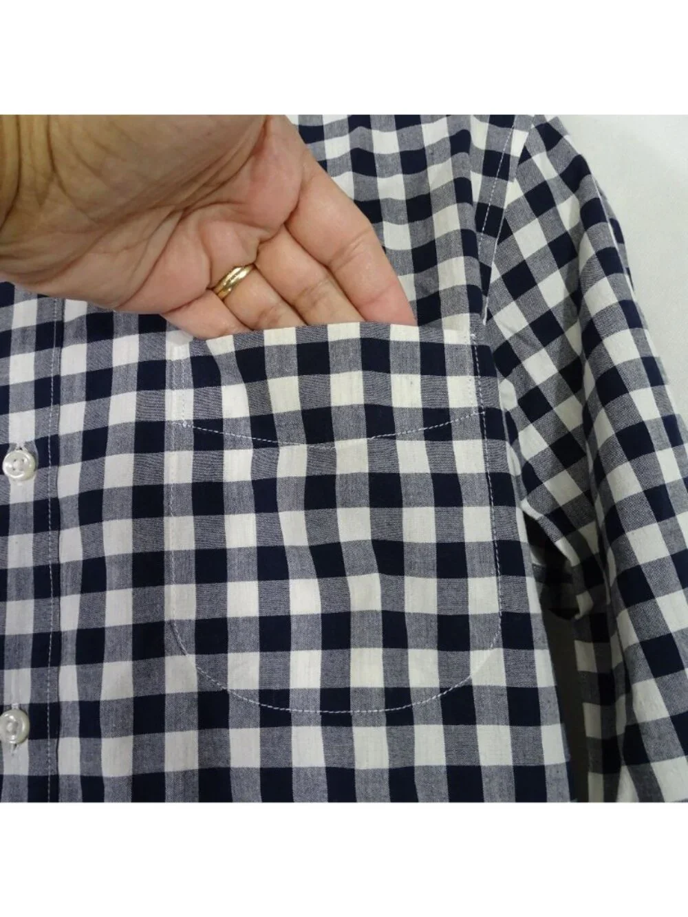 J Crew Slim Fit Blue Gingham Check Plaid Button Down Shirt Men Size M Long Slv